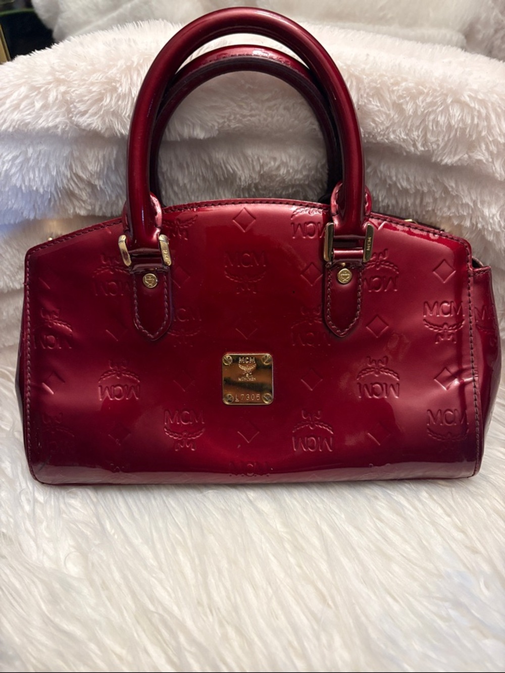 MCM Burgundy Patent Leather Satchel Vintage